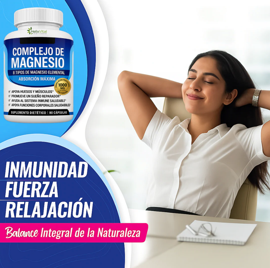 Magnesio Complex - 8 tipos de magnesio en una sola cápsula para tu bienestar integral.