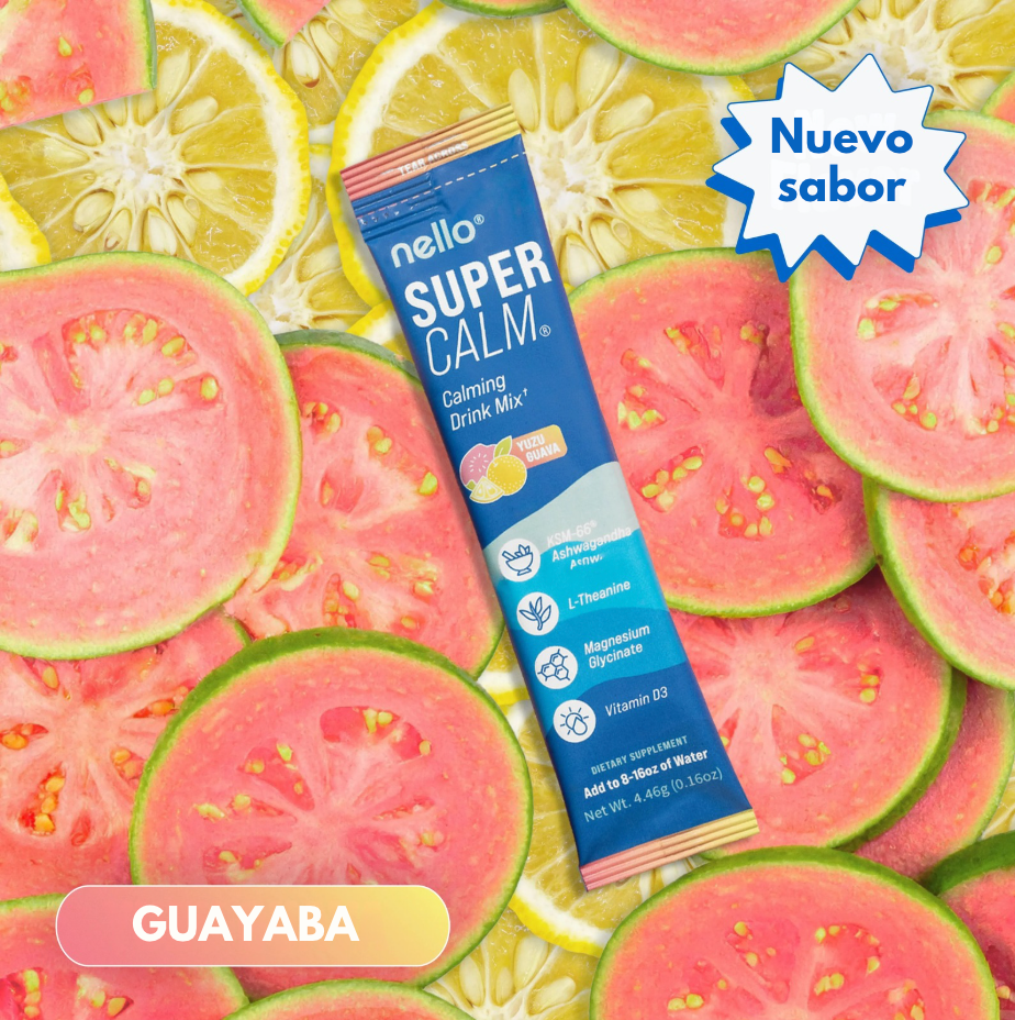 Nello SuperCalm - Ashwagandha con Sabor a Guayaba y Limón en Prácticos Paquetes.