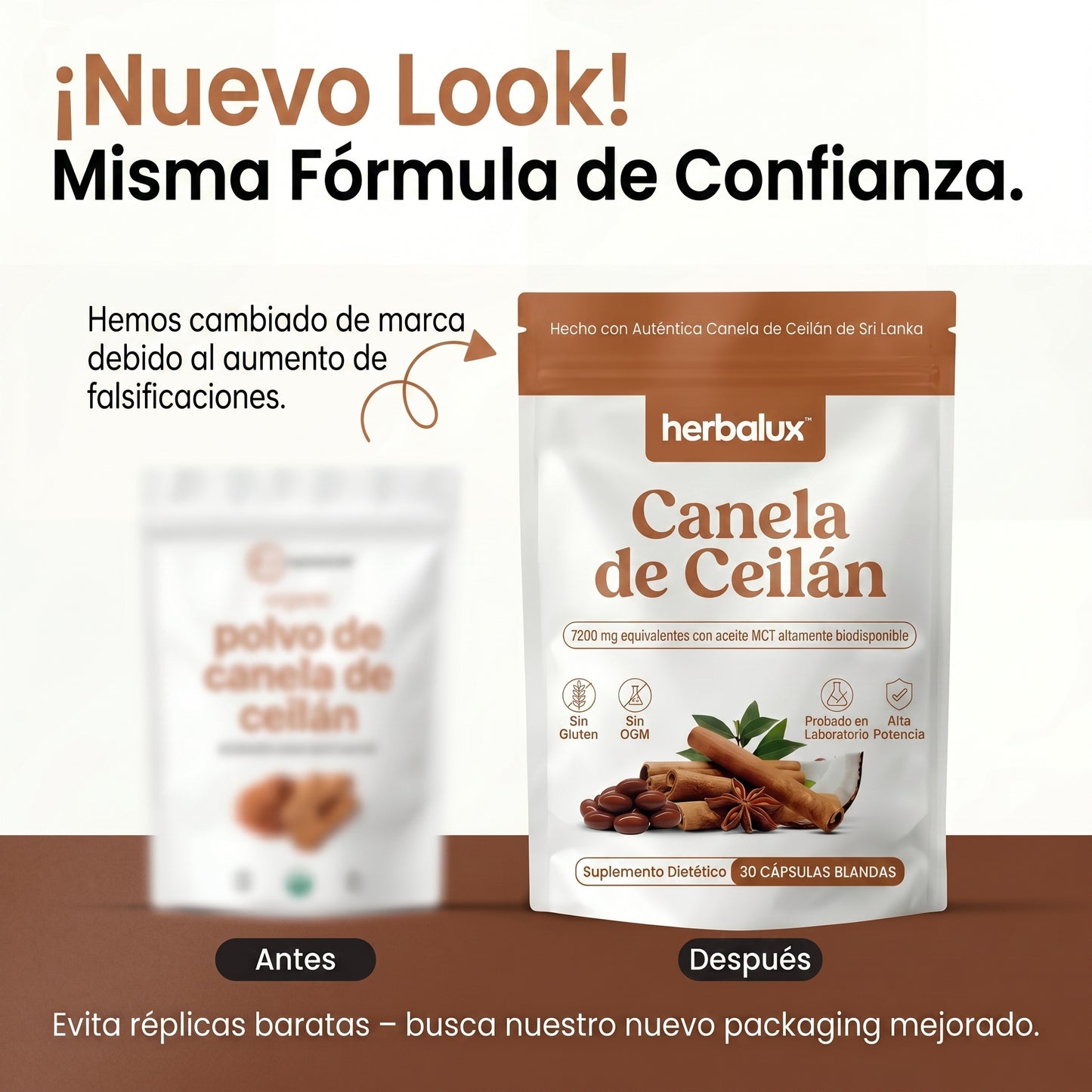 Canela De Ceilán Equivalente a 7,200 mg con Aceite MCT