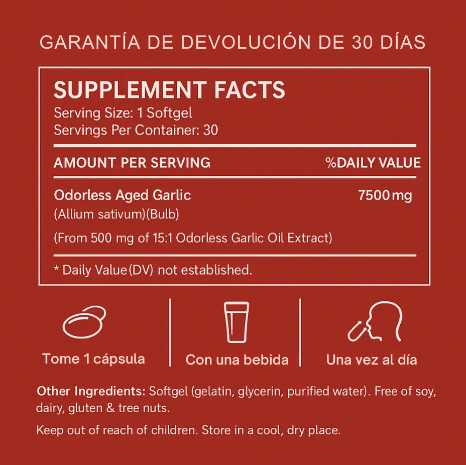Aged Garlic Extract 7500 mg - El secreto natural para el apoyo general al bienestar cardiovascular