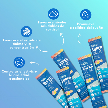 Nello SuperCalm - Ashwagandha con Sabor a Guayaba y Limón en Prácticos Paquetes.