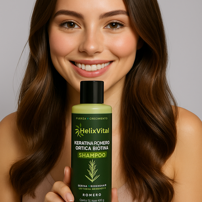 Keratina + Romero + Ortiga + Biotina - Champú Nutritivo y Regenerador para Cabello Grueso y Voluminoso