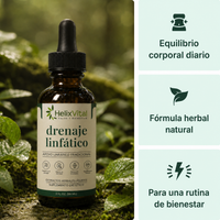 Lymph Drops de HelixVital™ — gotas de drenaje linfático con Cleavers, Bardana, Diente de León, Trébol Rojo y Equinácea.