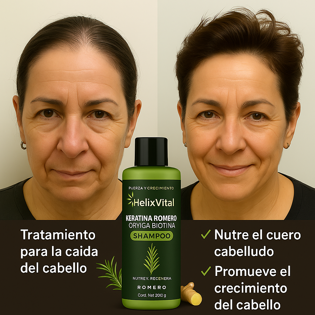 Keratina + Romero + Ortiga + Biotina - Champú Nutritivo y Regenerador para Cabello Grueso y Voluminoso