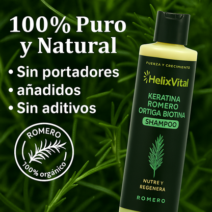 Keratina + Romero + Ortiga + Biotina - Champú Nutritivo y Regenerador para Cabello Grueso y Voluminoso