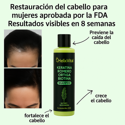 Keratina + Romero + Ortiga + Biotina - Champú Nutritivo y Regenerador para Cabello Grueso y Voluminoso