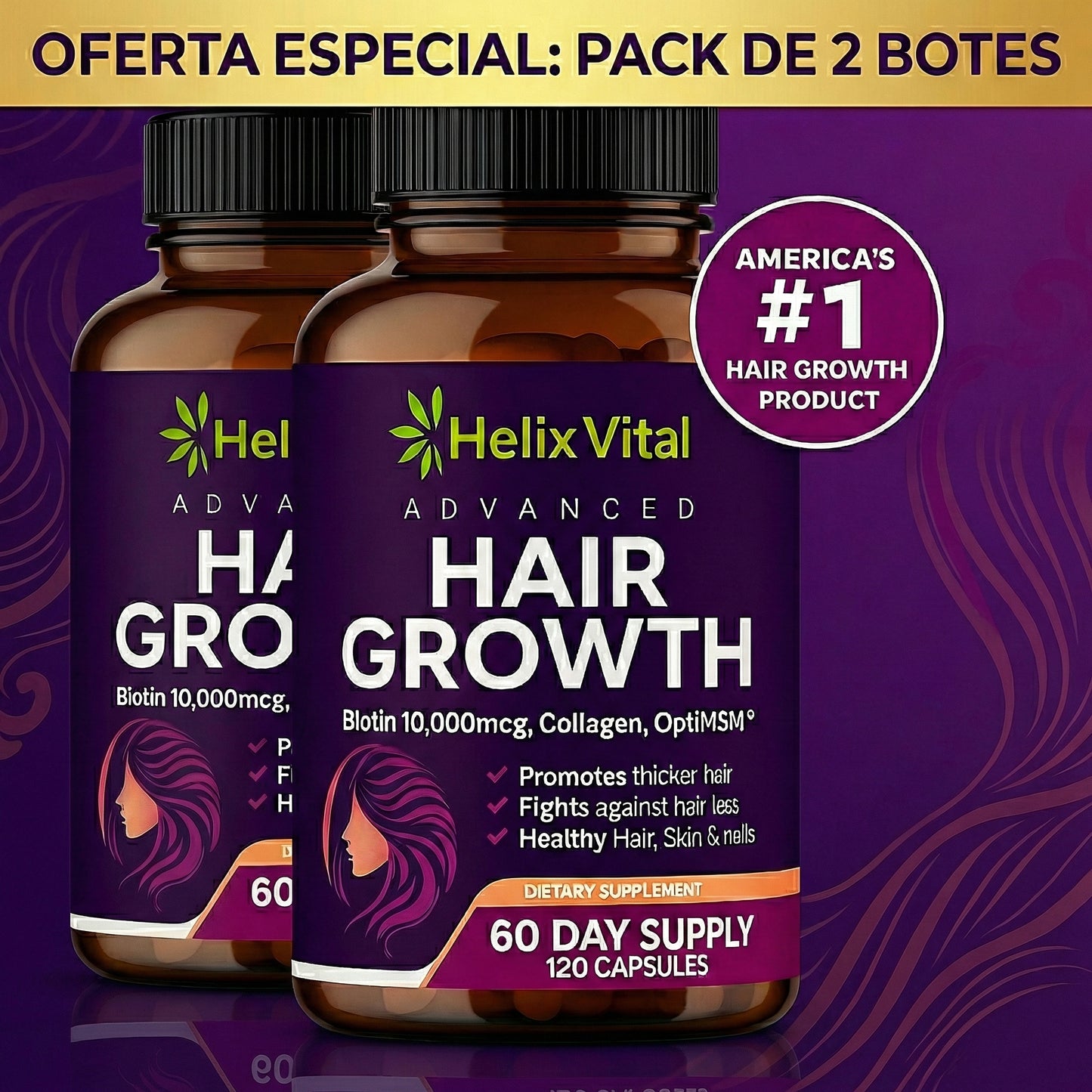 OFERTA 2X1 - Hair Growth - Restauración Capilar – Suplemento Natural que Fortalece y Reactiva tu Cabello
