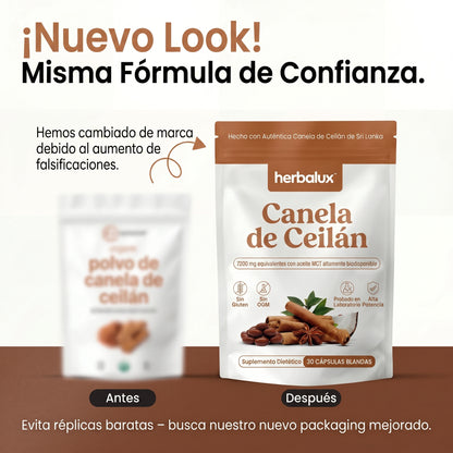 Canela De Ceilán Equivalente a 7,200 mg con Aceite MCT