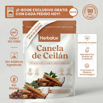 Canela De Ceilán Equivalente a 7,200 mg con Aceite MCT