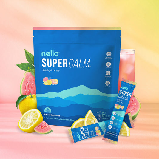 Nello SuperCalm - Ashwagandha con Sabor a Guayaba y Limón en Prácticos Paquetes.