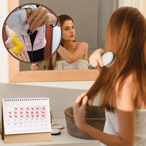 Woman caring for her hair while tracking her hair care routine